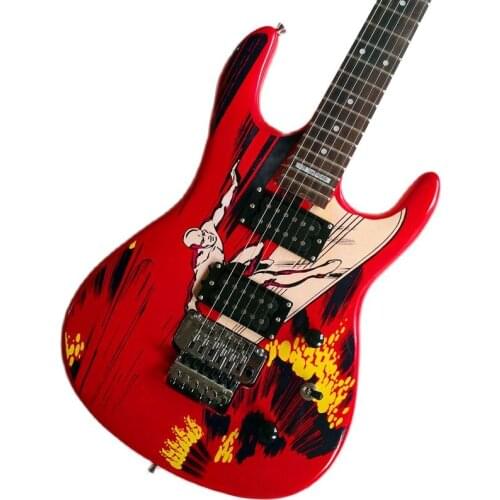 Painted double rock guitarClassic 6 string electric guitar can be customized