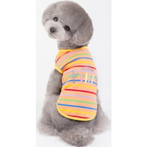 Wholesale Spring Summer S Dog Clothes For Small Dogs Boy Girls Teddy Print Cotton Stripe Vest Costume Puppy Outfit Pet Clothing