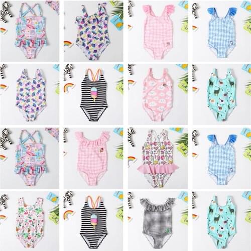 2-9 Years New One Piece Girls Swimsuit Childrens Swimwear Flamingo New Bathing Suit For Girls Swimming Beachwear CZ1002