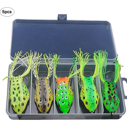 Lure Fishing Bait - (5 Pieces Set) Fishing Snakehead Bass Jointed Trout Swim Bait Frog Super Frog Lure Bait Simulated Pond Fishi
