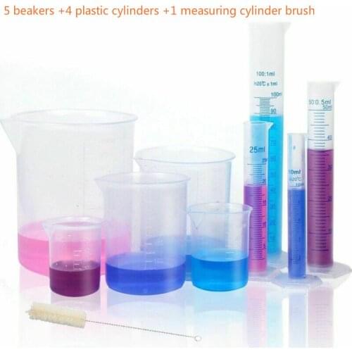 Clear White Plastic Liquid Measurement Graduated Cylinder for Lab Supplies Laboratory Tools4 Clear Plastic Graduated Cylinders w