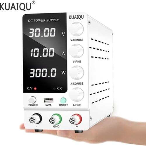 KUAIQU USB DC Regulated Laboratory Power Supply Adjustable Switch 30V 10A Voltage Regulator Supply Bench Power Source 110v 220V