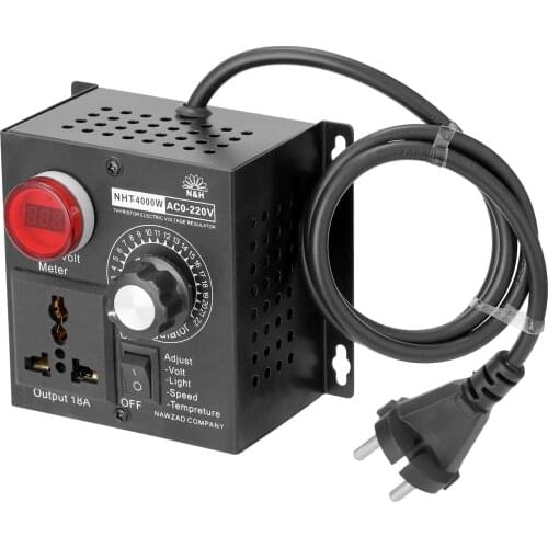 Portable Speed Temperature Light Voltage Adjuatable Dimmer Voltage Regulator AC 220V 4000W Compact Variable Voltage Controller