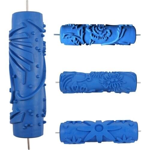 7Inch 3D Rubber Wall Decorative Painting Roller, Patterned Roller Wall Decoration Tools Without Handle Grip, Rose Roller