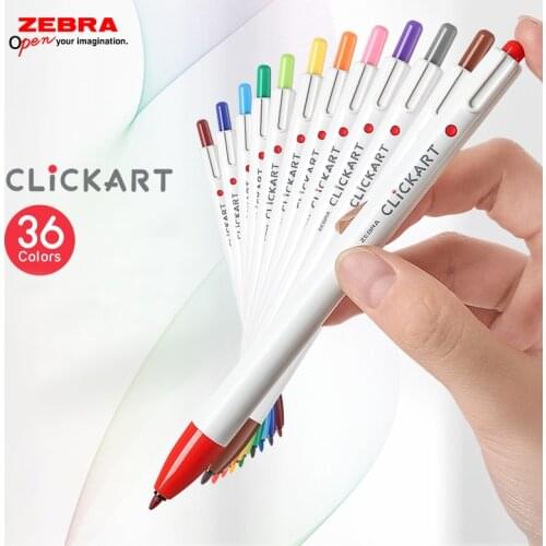 6pcs Japan ZEBRA Clickart Push-type Watercolor Pen WYSS22 Anti-halo Dyeing Student Hand Account Painting Color Anti-dry Hook Pen