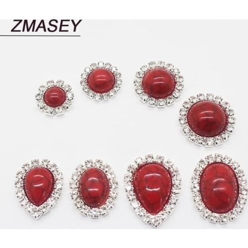 Shocking price！10pcs Mixed size red crystal Button diamond Accessories high-end apparel festival decoration Sewing party design