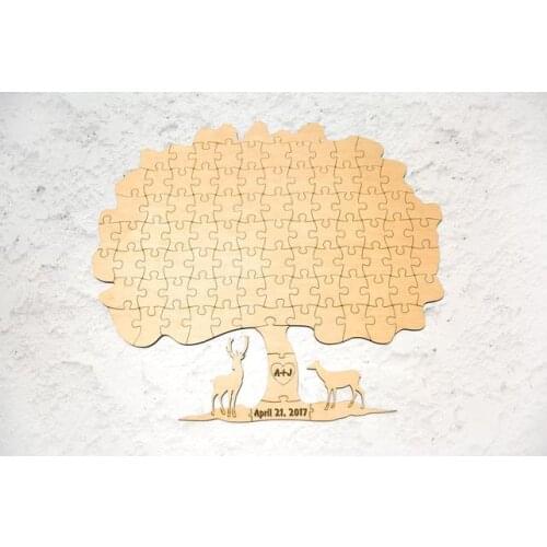Wedding Guest Book Deers Alternative Puzzle Wedding Guest Book Puzzle Guestbook Wedding Guestbook Personalized puzzle Guest book