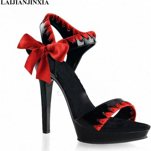 New Hollow Thin heels 13 CM Sexy Fetish 6 inches High heeled shoes Shallow Models Party Dress Pole Dance Shoes