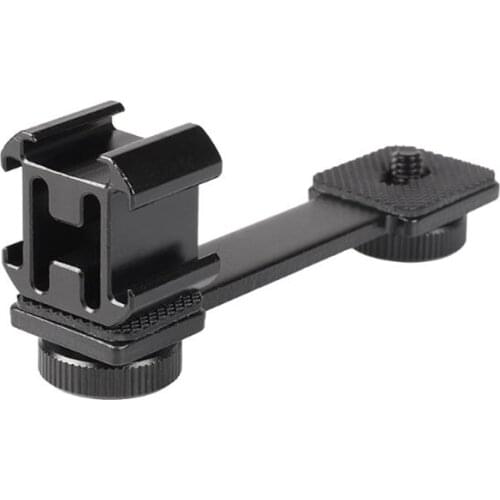 Hot Shoe Extension Bar Mount, Cold Shoe Extension Flash Bracket, Dual Straight Mount Flash Bracket for Microphone DSLR Camera