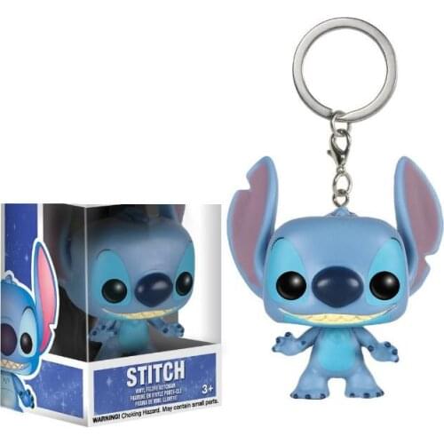 Funko Elvis Stitch in blue Stilts keychain Vinyl Action Figures Collection Model Children Toys