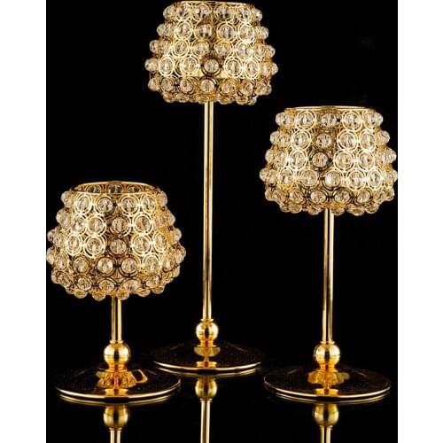 Vintage Golden Candle Holder Crystal Candle Holder Candle Holder Decoration Candle Light Dinner Candle Holder