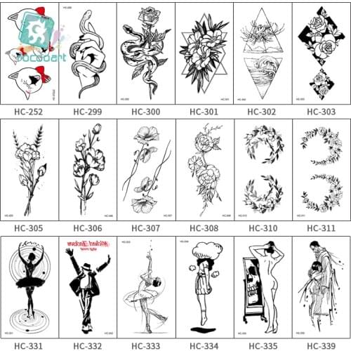 Rocooart Flower Snake Fake Tattoo Cute Rabbit Tatuajes Tatuagem Dancing King Taty Body Art Waterproof Temporary Tattoo Stickers