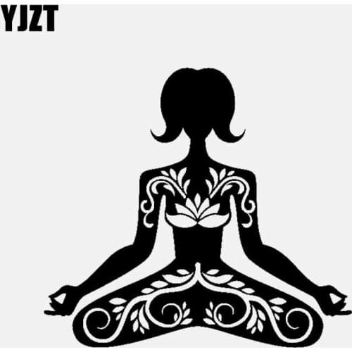 YJZT 14.4CM*13.1CM Car Stickers Vinyl Decal Buddha Buddhism Black/Silver C3-1515