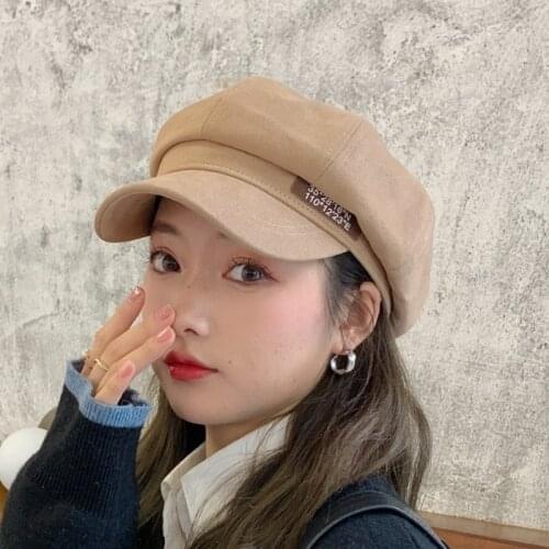 WomenS Beret Autumn And Winter British Style Octagonal Hat Warm Hat Tide Painter Hat Casual All-Match Cap