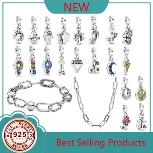 New 925 Silver Pan Bracelet Me Series Round Head Chain Clasp Pin Tie Pan Bracelet Fit European Charm Bracelets Women Jewelry