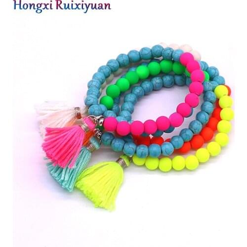 Bracelet natural stone tassel crystal bracelet ladies bohemian handmade beaded bracelet 8mm beads fashion charm tassel jewelry