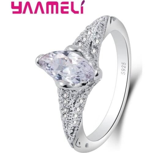 Women Female Finger Finger Excellent 925 Sterling Silver Clear Cubic Zirconia Crystal Jewelry Finger Rings Wholesale