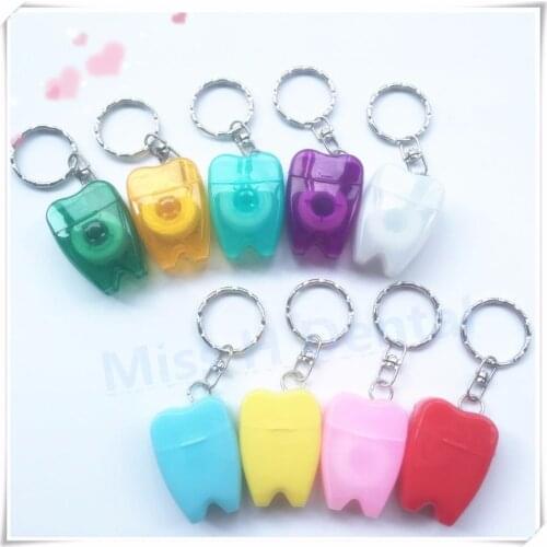 20pcs/set Tooth-Shaped Key Chain Type Flat-Line Portable Dental Floss Gum Care Free shipping