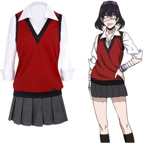 2021 Japanese Anime Kakegurui Cosplay Costume Accessories JK Uniforms Set Cosplay Costumes Schoolgirl Anime School Suit