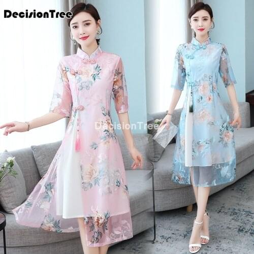2021 chinese dress traditional chinese dress for women cheongsam qipao silk clothing retro qi pao oriental style cheongsam dress