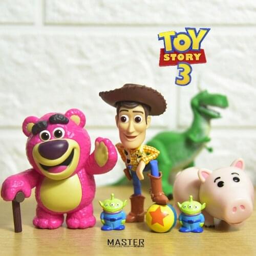3PCS/lot 6-8cm New genuine Disney Toy Story strawberry bear HOUDY ham pig cartoon doll model Collect ornaments
