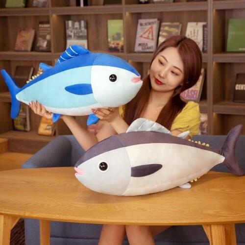 65cm Long Lifelike Bluefin Tuna Stuffed Animals Toys Sea Life Tuna Fish Plush Toy Gifts For Kids Boys Girls