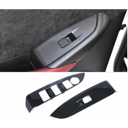 ABS Carbon Fiber Style Black Window Lift Switch Button Panel Cover Trim Car Styling Accessories For MAZDA CX-3 2018