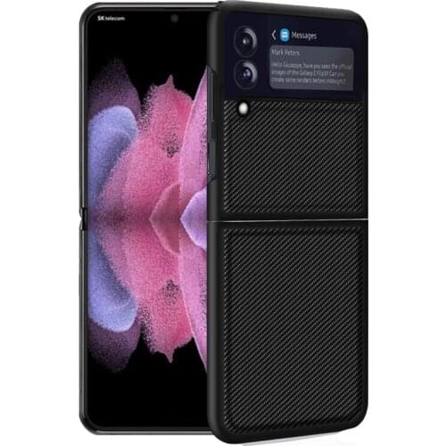 2021 For Samsung Galaxy Z Flip 3 5G Case Carbon Fiber Texture Leather Ultra Thin Protection Back Cover Capa for Samsung Z Flip3