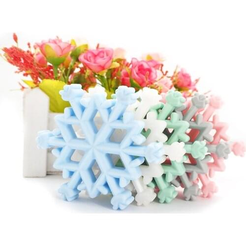 Chenkai 5PCS Snowflake Silicone Teether Baby Christmas Teether For DIY Nursing Necklace Pendant Chewable Teething Toy BPA Free