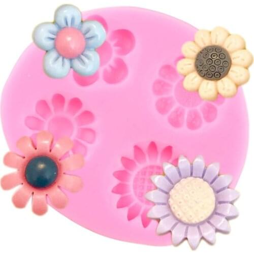 Daisy Flower Fondant Cake Molds Candy Polymer Clay Silicone Mould DIY Party Cake Decorating Tools Chocolate Gumpaste Moulds