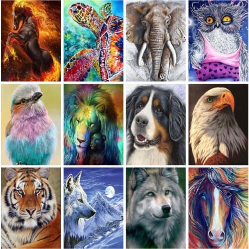 DOHAWIZS Full Square Diamond Painting Mosaic Animal Embroidery Sales"Lion Elephant"Diamond Picture Rhinestone Cross Stitch Gift