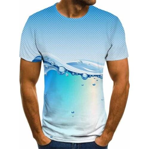 Ocean T-shirt summer new fashion mens and womens short-sleeved 3D printing water creature element map top street clothing