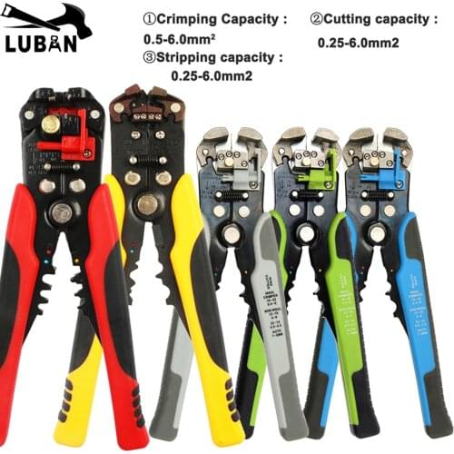 HS-D1 D4 AWG24-10 0.2-6.0mm2 3 in 1 Multifunctional automatic Stripping pliers Cable wire Crimping Cutting wire cutter stipper