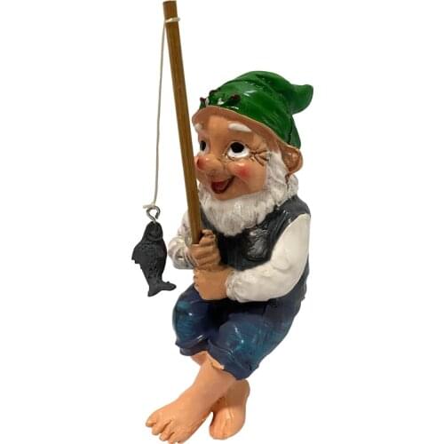 Garden Gnome Statue Resin Fishing Dwarf Elf Figurines Outdoor Landscape Ornaments for Garden Yard Lawn Outdoor Decor