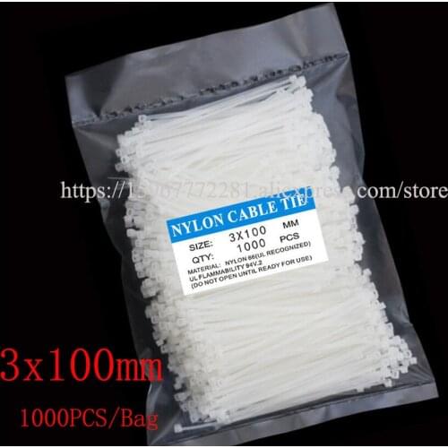 1000PCS 3x100mm cable tie Assorted Self-locking Nylon Cable Ties multicolor Plastic Zip Tie Loop Wire Wrap Zip Ties Many colors
