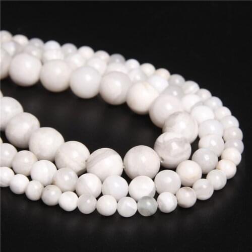 Hot Sale Natural Stone White Crazy Lace Agates Round Loose Beads 6 8 10 12MM For Jewelry Making Bracelet Necklace Accessories