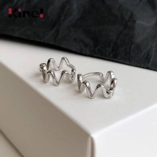 Kinel Minimalist Geometric Wave Hoop Earrings for Women Authentic Silver 925 Jewerly Fashion Simple Ear Hoops 2021 New
