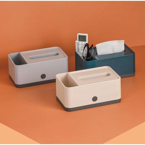 Multifunctional living room tissue box home office remote control storage box home decoration plastic tissue box