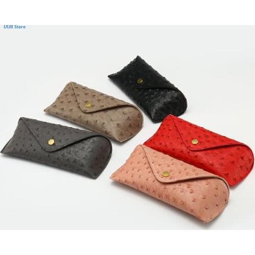 Fashion Eyeglasses Case Ostrich Pattern Leather Portable Hard Shell Durable Lightweight Sunglass Box for Young Man