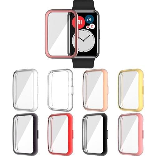 Soft TPU Full Screen Glass Protector Case Shell Edge Frame Anti-scratch Protective Bumper Cover Accessories For Huawei Watch Fit