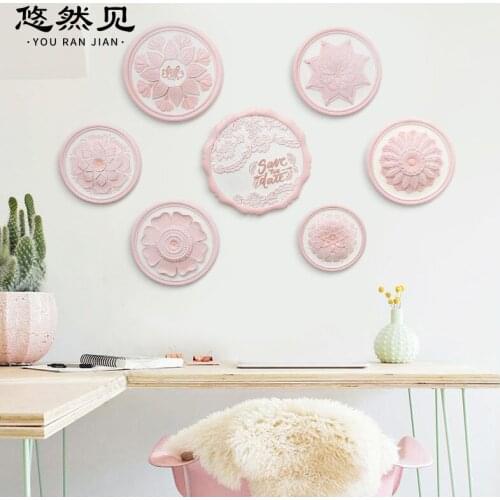 Flower Wall Home Decor Round Resin Charms Nordic Style Childrens Room Wall Hanging Artwork Decors Christmas Gifts