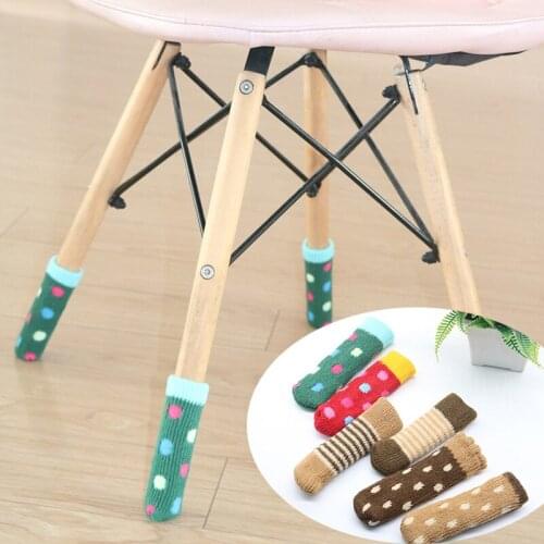 4pcs Chair Leg Socks Leg Floor Protectors Non-slip Table Legs Sleeve Chair Cover Foot Knitting Socks Home Textile