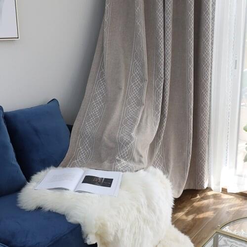 New Chinese Chenille Lace Jacquard Coffee Color Shading Finished Curtain Customization Curtains for Living Dining Room Bedroom