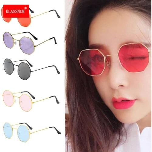 1pc Women Round Irregular Girls Colorful Lens Metal Frame Sunglasses Eyewear Glasses women Drive Goggles Anti-UV400 Fashion New