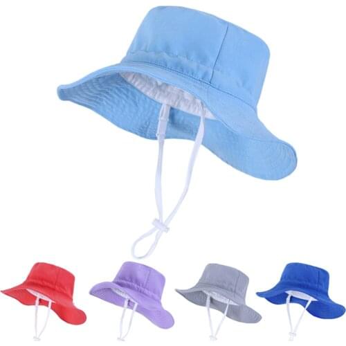 Summer Hat Boy Girl Bucket Hat Sun Beach Wide Brim String Cap UV Protection Outdoor Accessory For Baby Toddlers