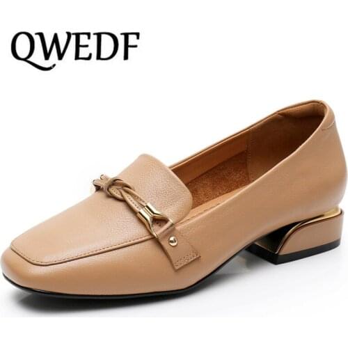 QWEDF 2019 Spring Autumn New Styles Pumps Women Fashion Sexy Square head Colorful Soft Women Shoes Femme Krasovki X7-20