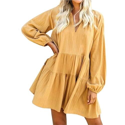 Plus Size Mini Dresses For Women 2021 Solid Puffy Skirt Solid Color Baby Dress Temperament Fold Princes Dress Vestido De Mujer