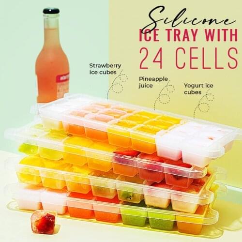 24/36 Grid Silicone Ice Cube Tray Square Ice Tray Mould With Lid DIY Home Ice Making Box Bar Tools Kitchen Tools DropShipping