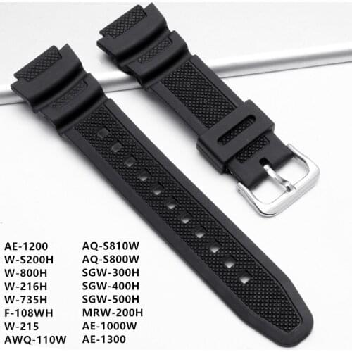 Silicone Watch Strap for-Casio AE-1000w AQ-S810W SGW-400H SGW-300H Rubber Watchband for Casio Watch Wrist Bracelet Accessories