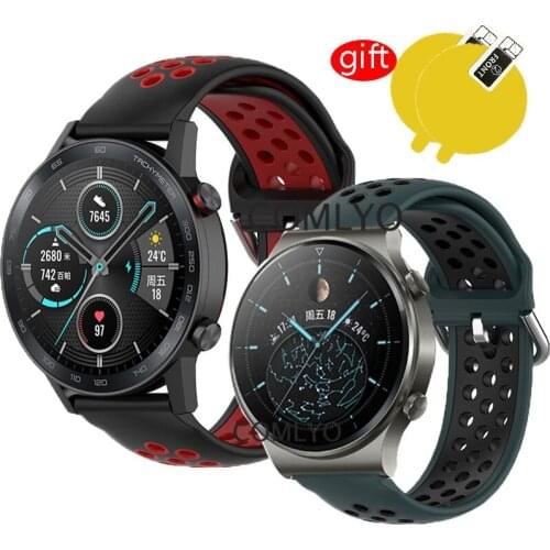 Silicone wristband for huawei watch gt2 pro strap smart watch Bands for honor watch GS Pro band belt +screen protector film